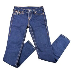True Religion Super Skinny Womens 26 Big T Flap Pocket Dark Wash Denim Jeans‎